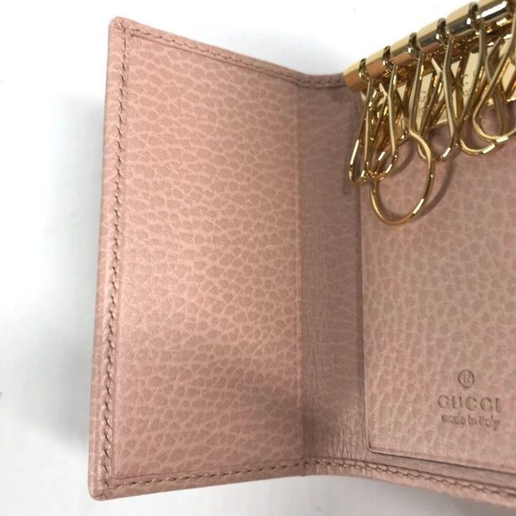 GUCCI 456118 GG Marmot Double G 6-Ring Key Case Leather pink - Picture 7 of 14
